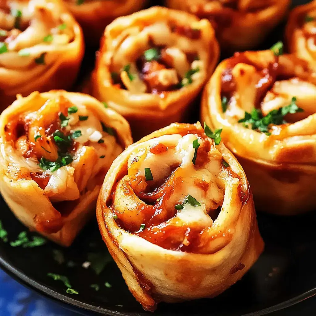Cheesy, herby pizza rolls arranged on a black plate, sauce oozing in between, close-up.