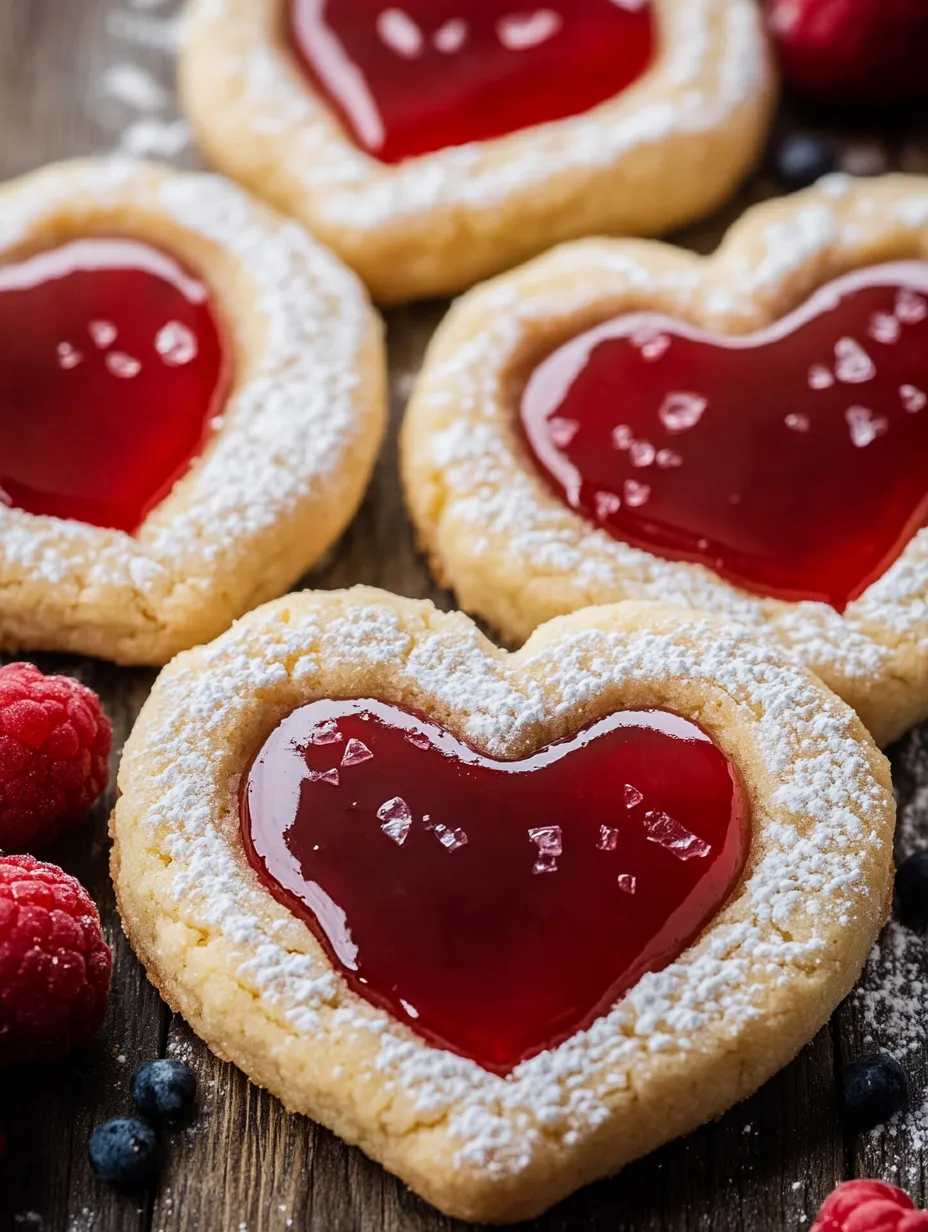 Heart-Shaped Cookies with Jam for Valentine's Day