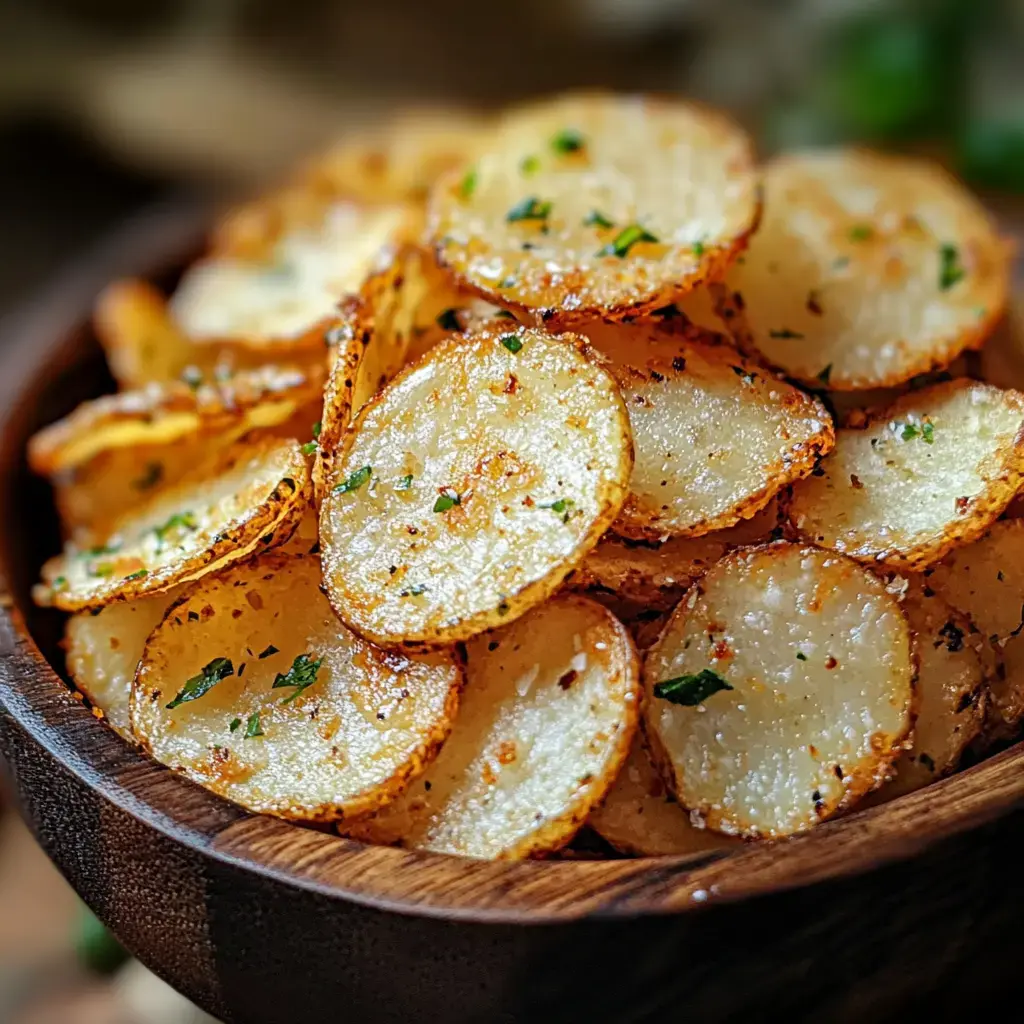 Golden, crispy rounds of seasoned Ritz crackers served in a wooden bowl with fresh herbs.