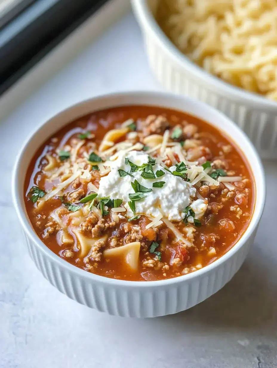 Warm bowl of pasta and meat soup loaded with cheese, ricotta, herbs, and a side of noodles.