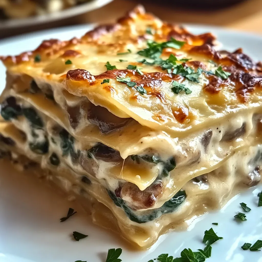 Creamy Spinach & Mushroom Lasagna