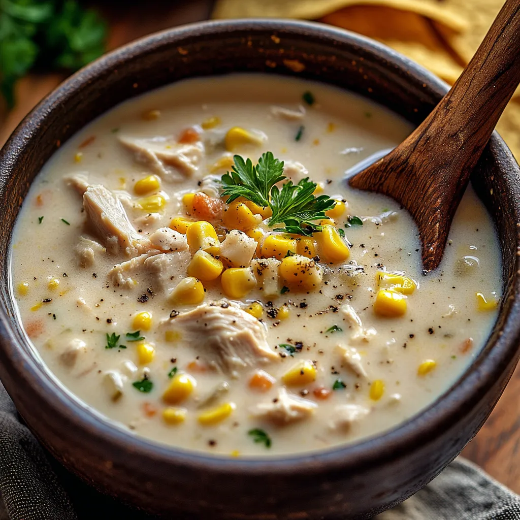 Creamy chicken chowder with corn and potatoes