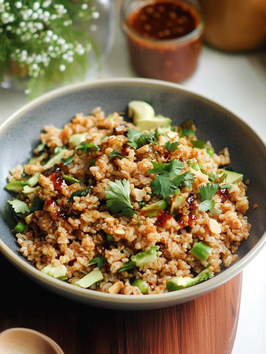Satay Crispy Rice Salad with Peanut Dressing