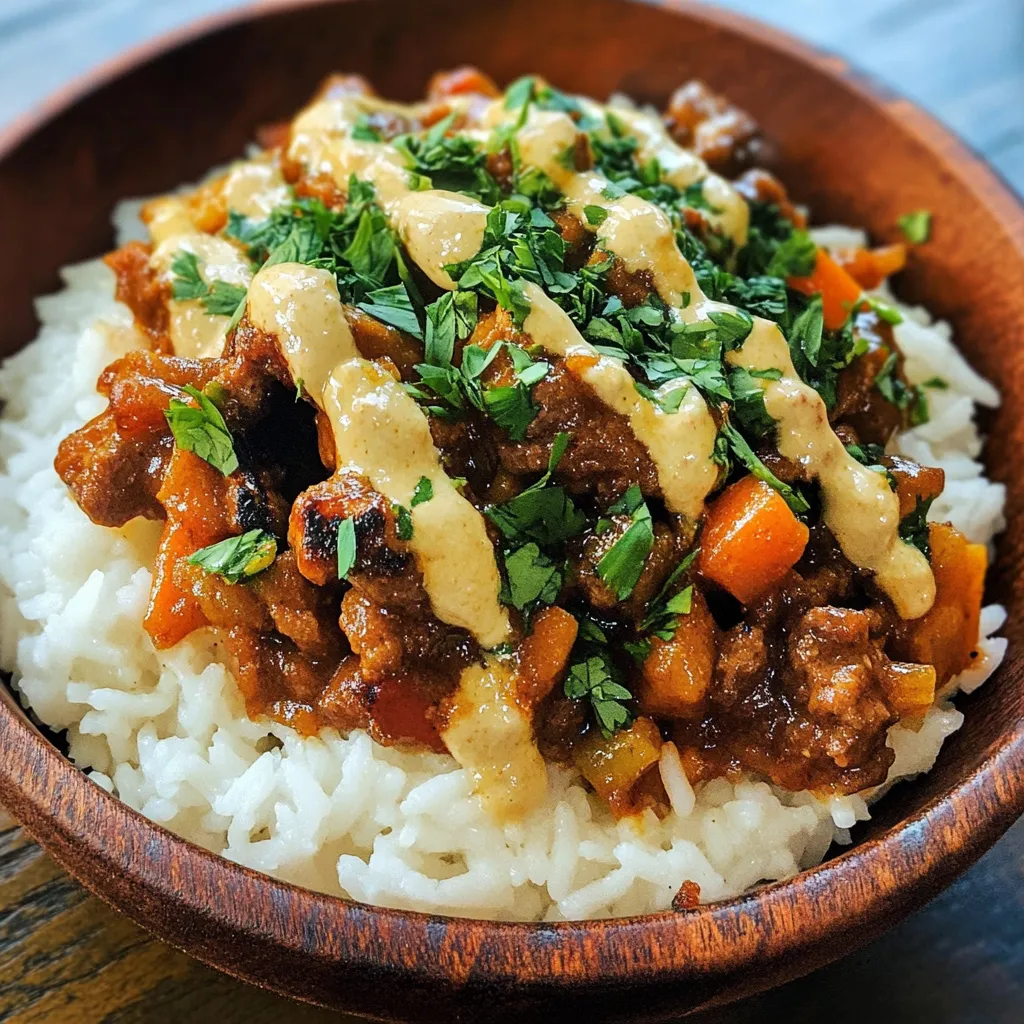 Close-up of sizzling Indian Spiced Rice Bowl on Blackstone