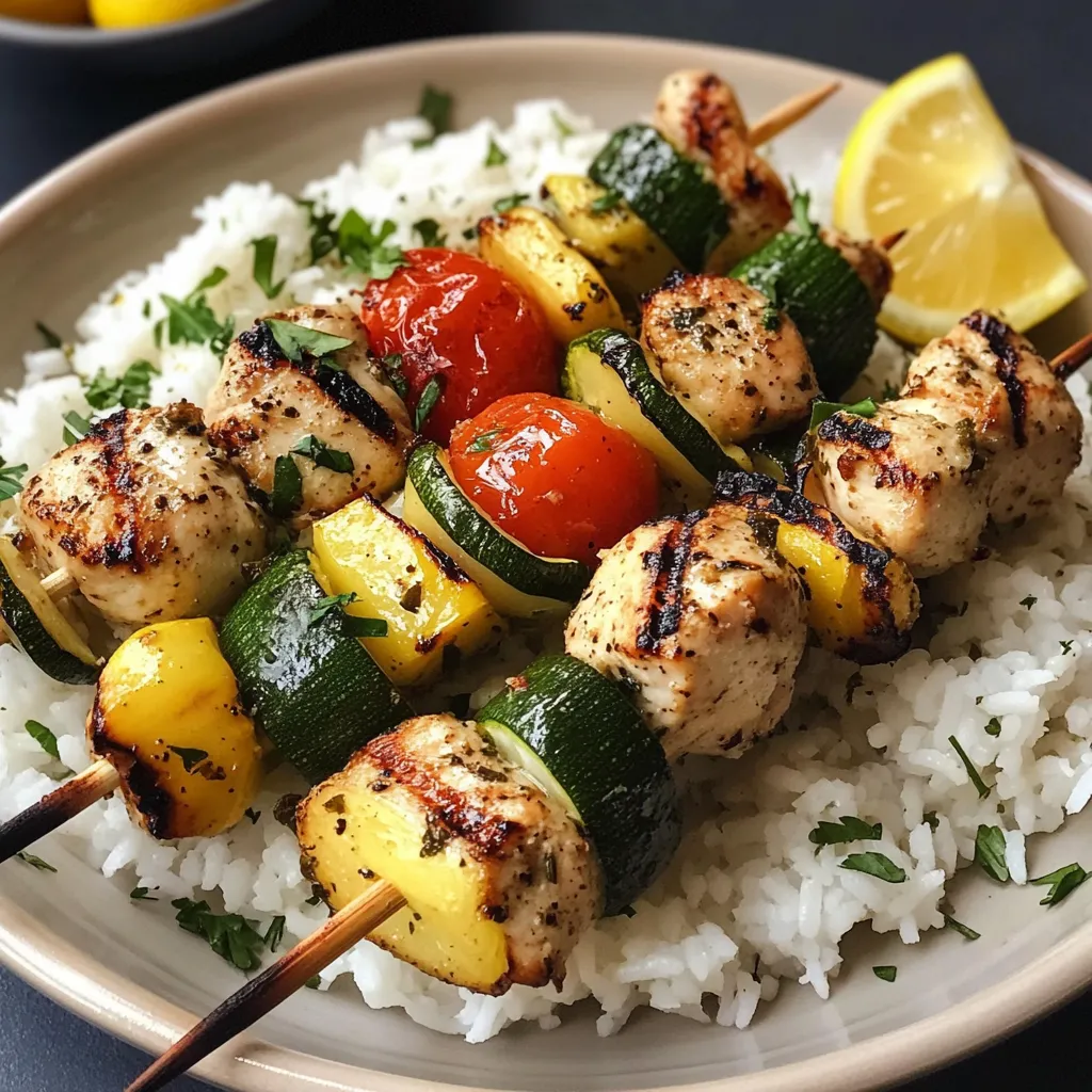 Lemon Grilled Chicken Skewers Rice