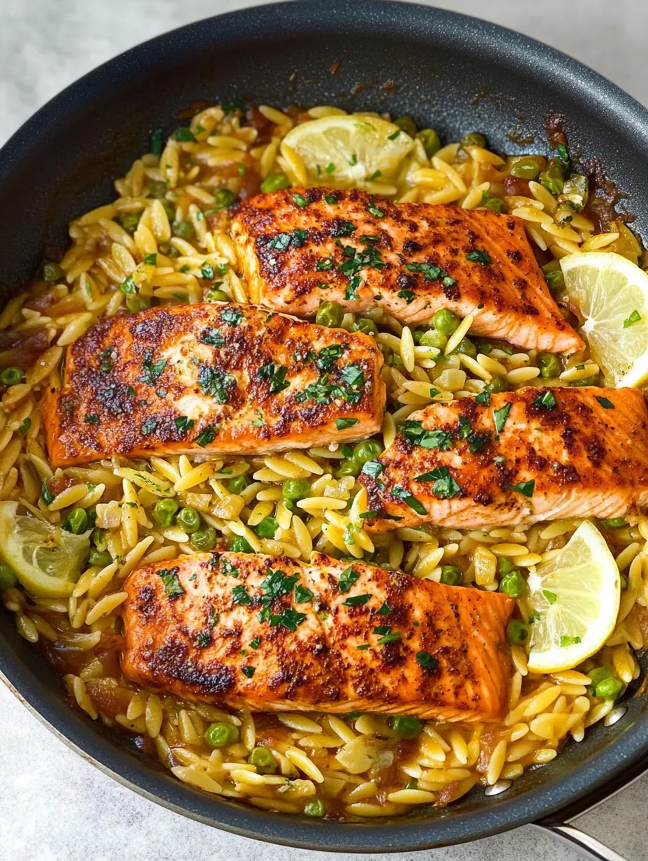 One-pan Lemon Orzo and Salmon at Home