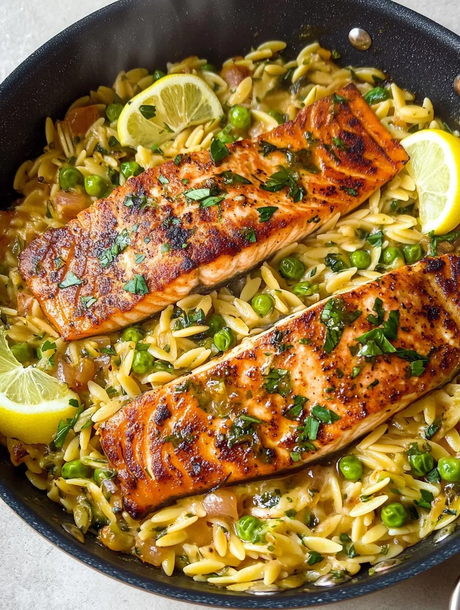 Homemade One-pan Lemon Orzo and Salmon