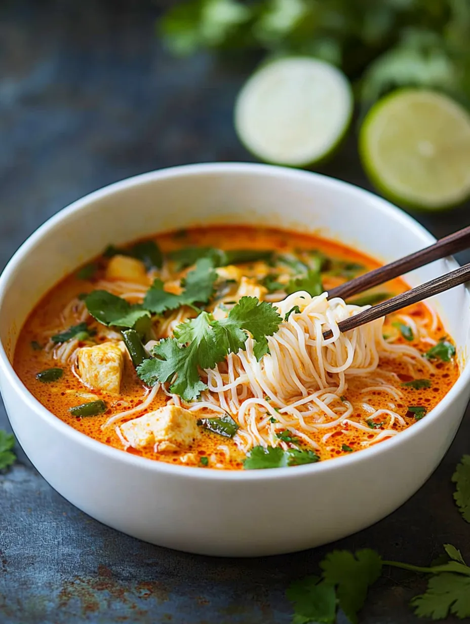Thai Red Curry Noodle Soup Dish