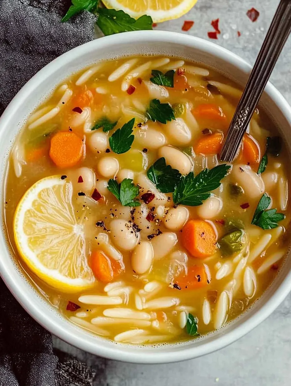 Tangy Lemon White Bean Orzo Soup for the Soul Recipe