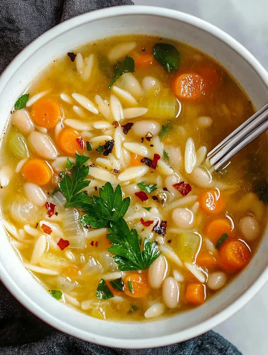 Simple Tangy Lemon White Bean Orzo Soup for the Soul