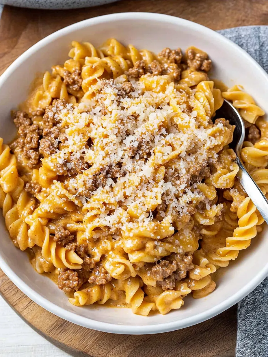 One Pot Creamy Beef Pasta