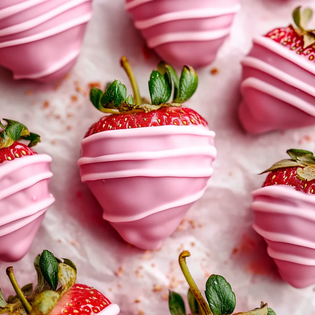 Pink Strawberry Chocolate-Coated Dessert