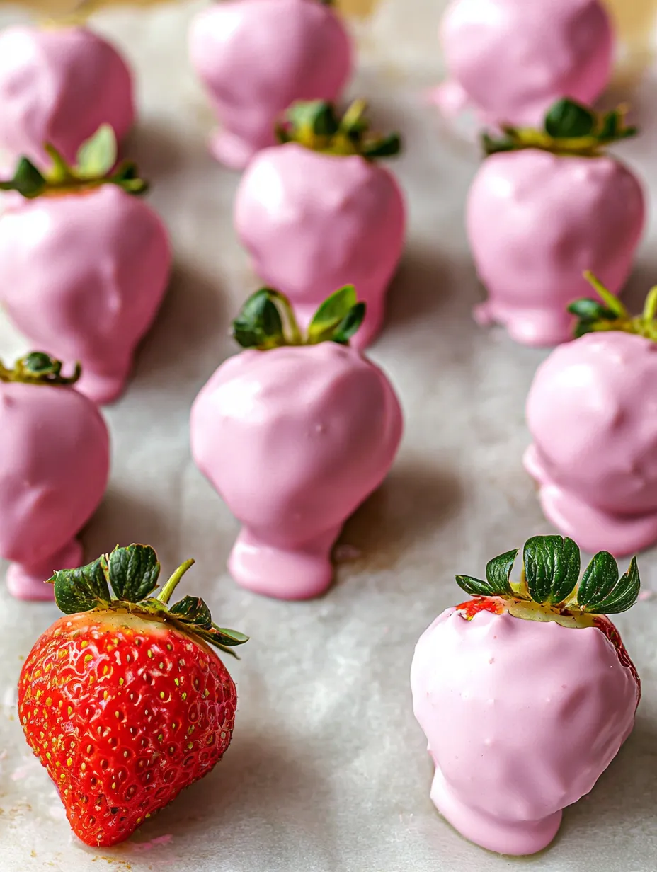 Simple Pink Chocolate Dipped Strawberries