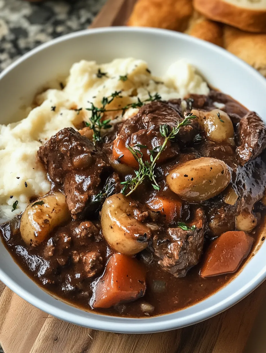 French Beef Bourguignon Dish
