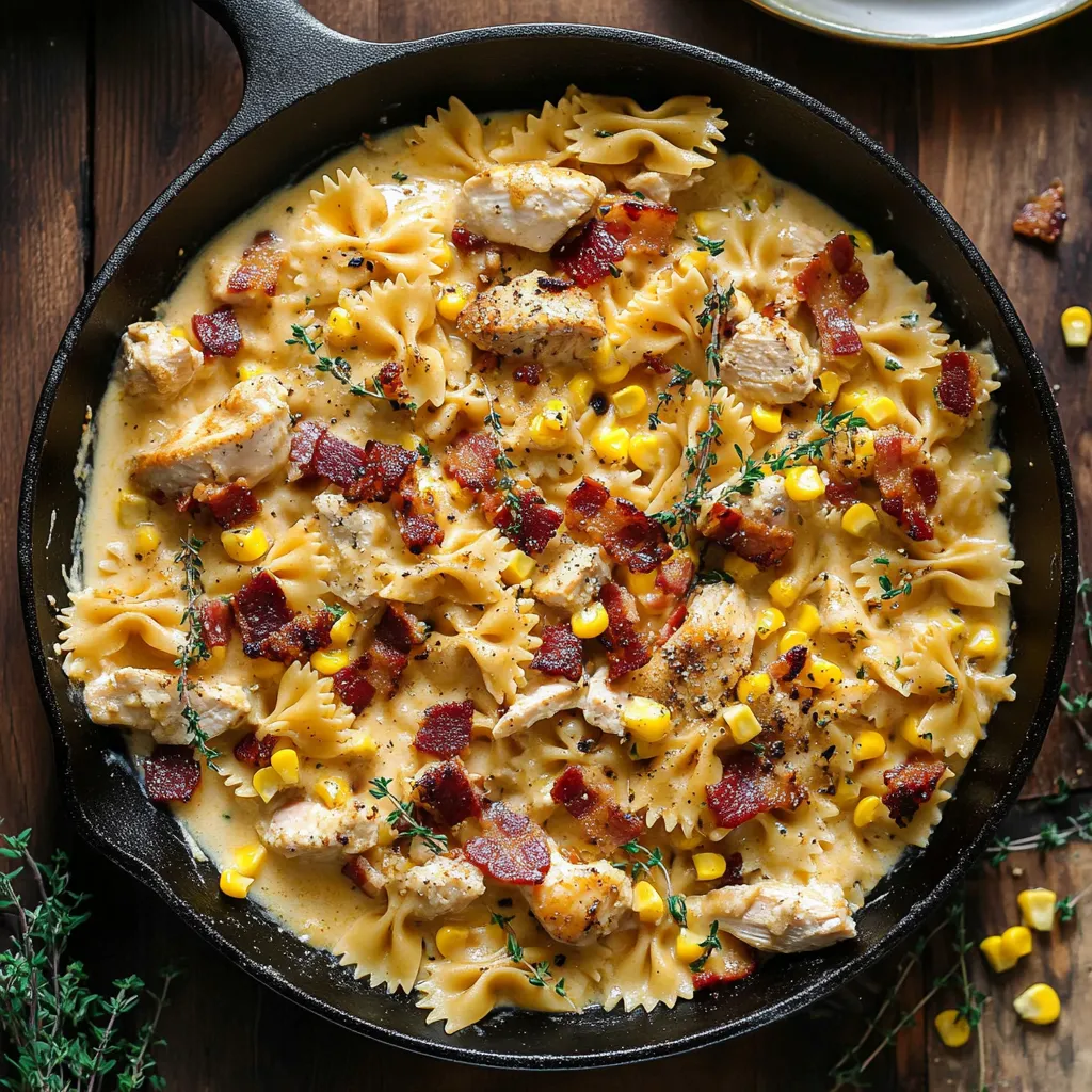 Delicious Chicken and Corn Pasta with Bacon