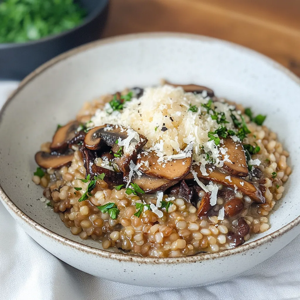 Creamy Farro Dish with Truffle and Mushrooms