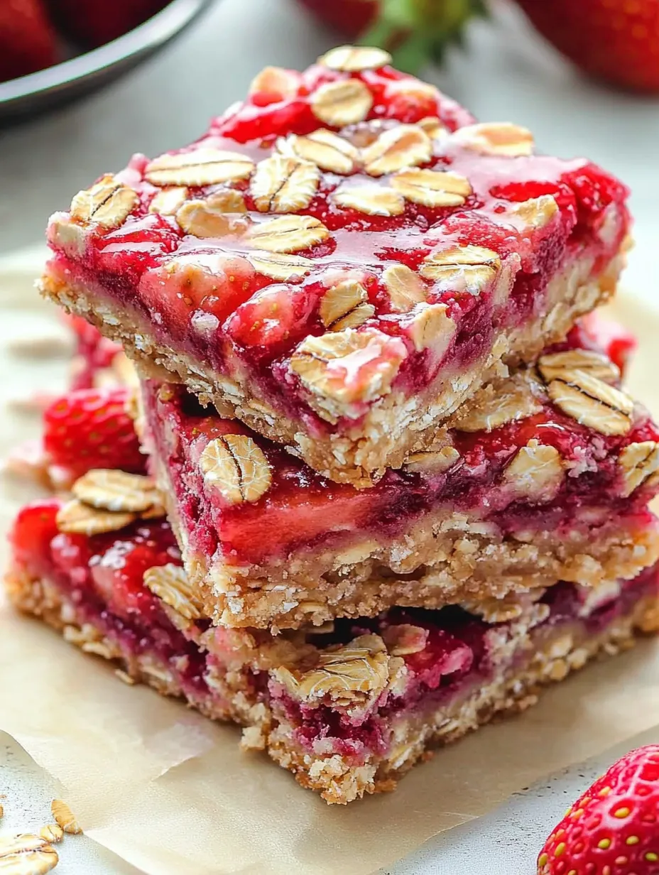 Healthy Breakfast Strawberry Oatmeal Bars Recipe
