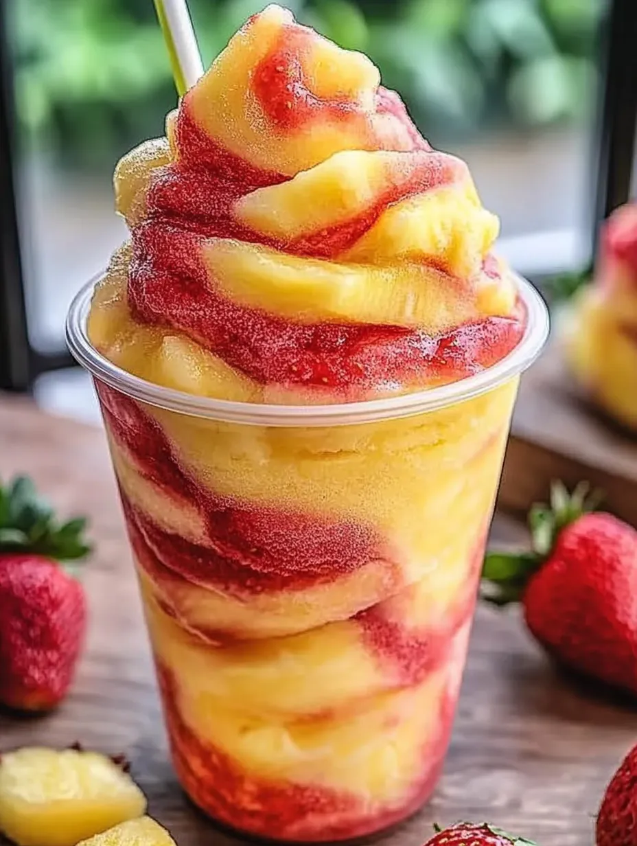 Frosty Swirled Pineapple Strawberry Drink