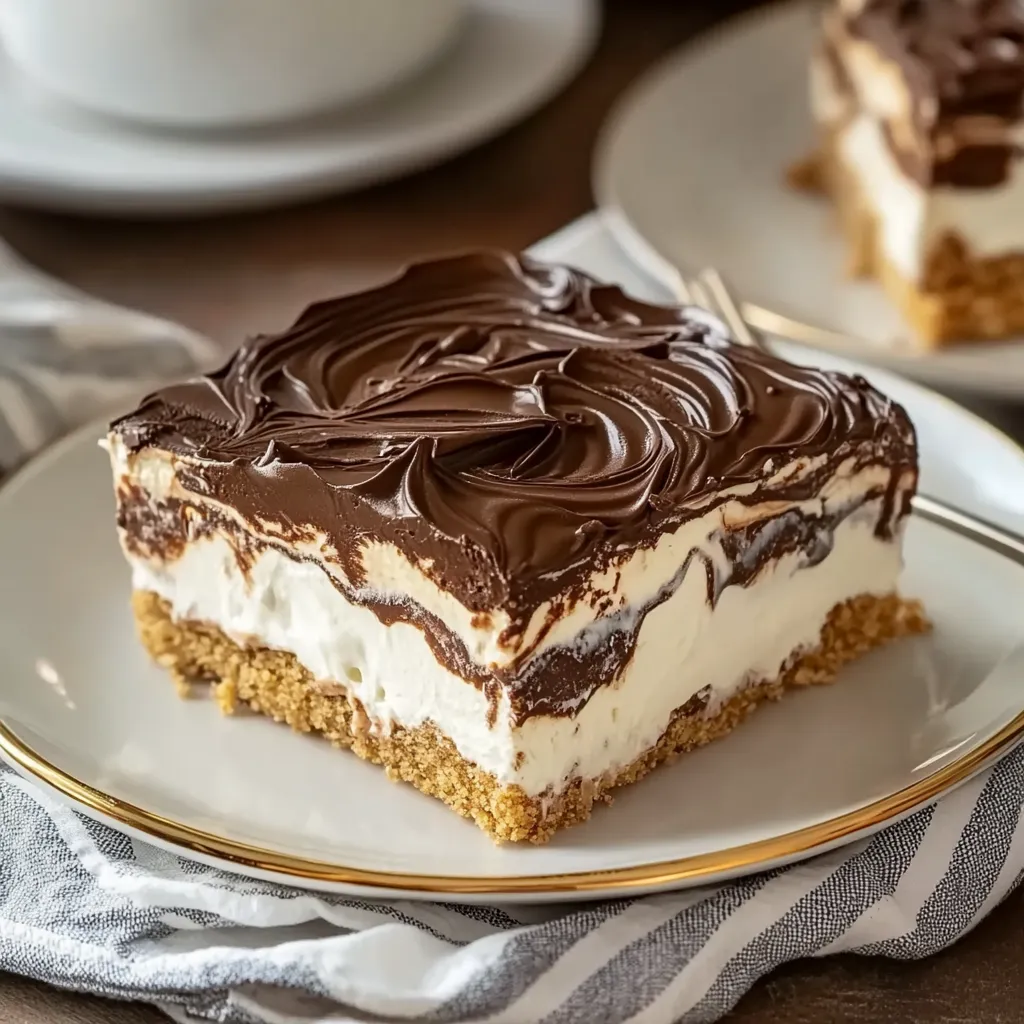 No-Bake Chocolate Eclair Cake Close-Up
