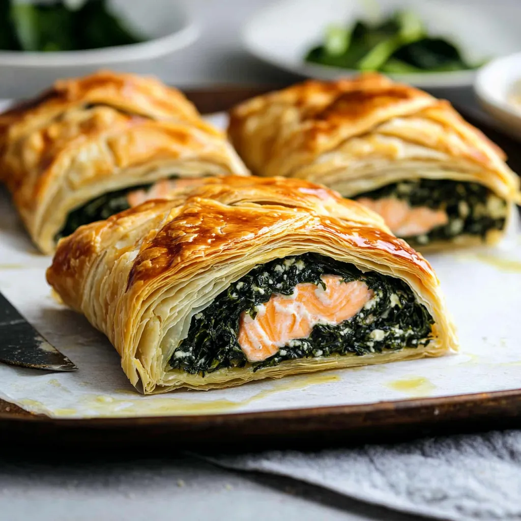 Golden Salmon Wellington with Spinach