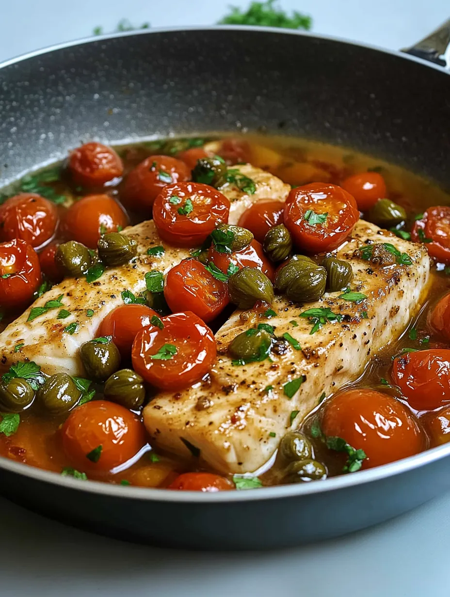 Pan-Roasted Swordfish with Cherry Tomatoes & Capers
