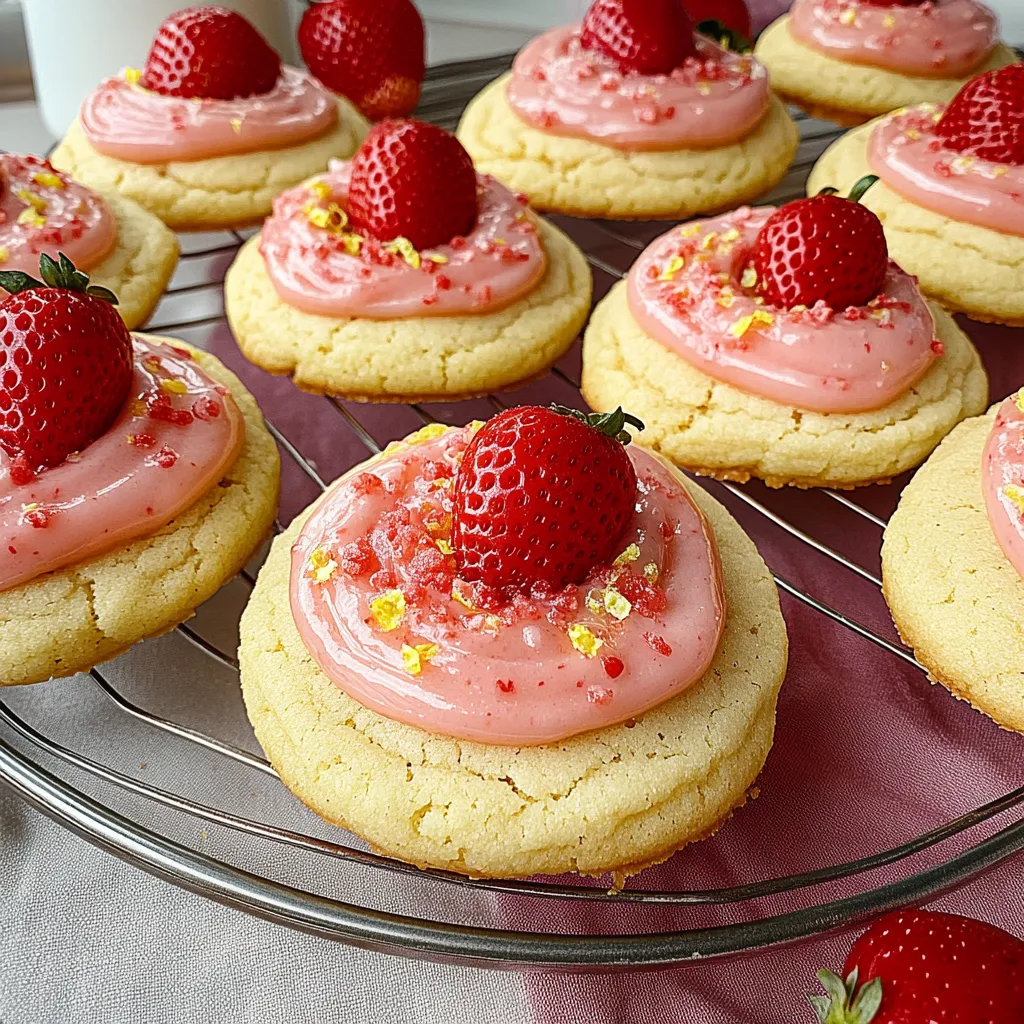 Lemon cookies with strawberry frosting
