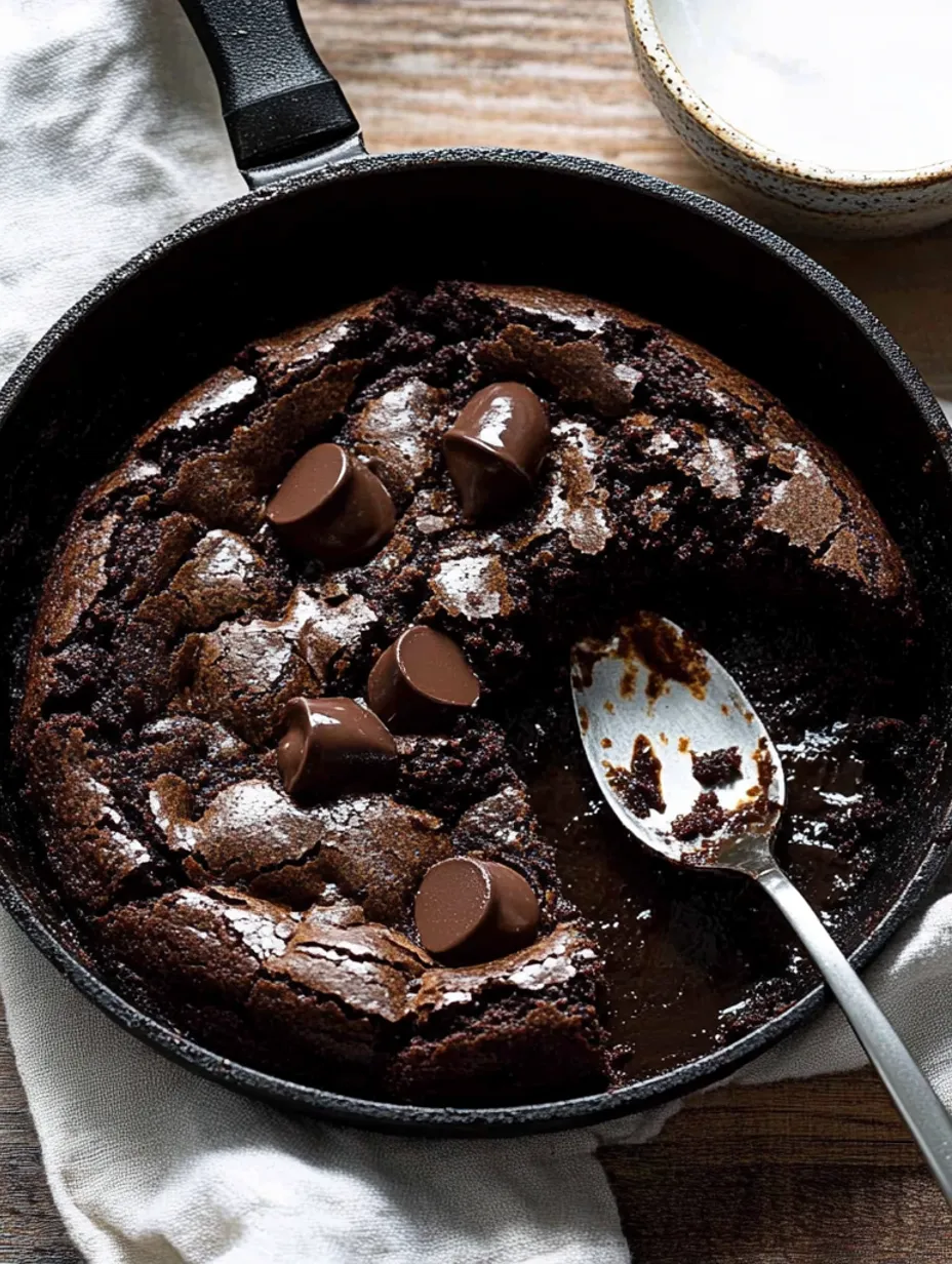 Gooey Flourless Brownie Skillet Treat