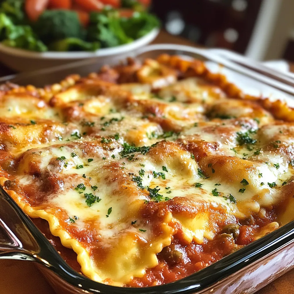 Cheesy Baked Ravioli with Beef