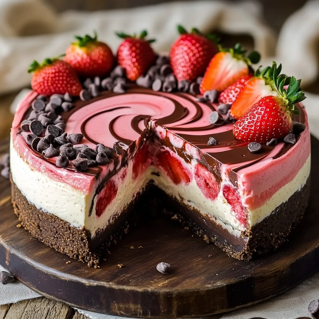 Chocolate Strawberry Swirl Cheesecake Recipe