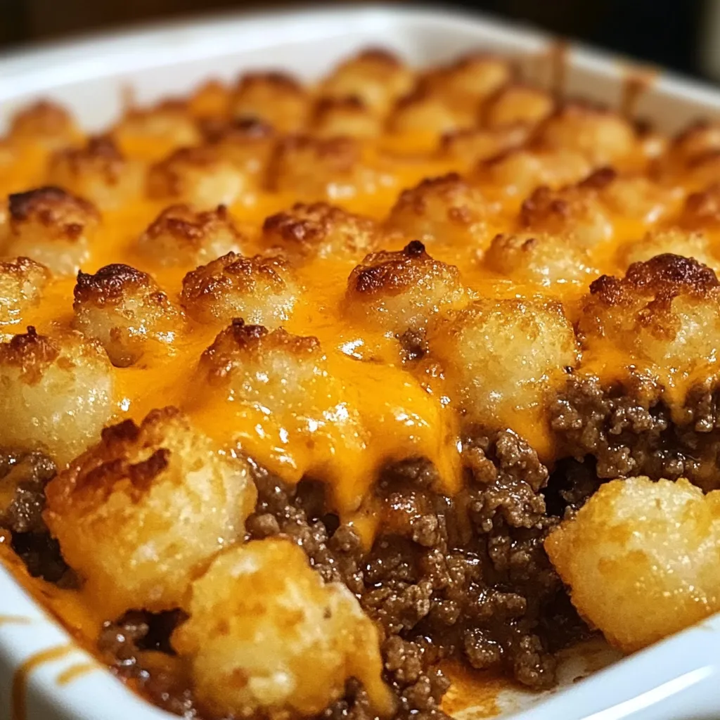 Cheesy Tater Tot Casserole with Savory Beef