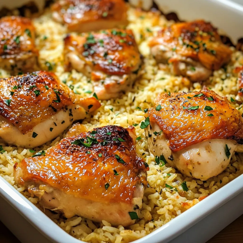 Close-up Oven Baked Chicken and Rice
