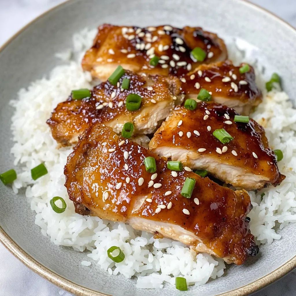 Soy Garlic Chicken Thighs Closeup