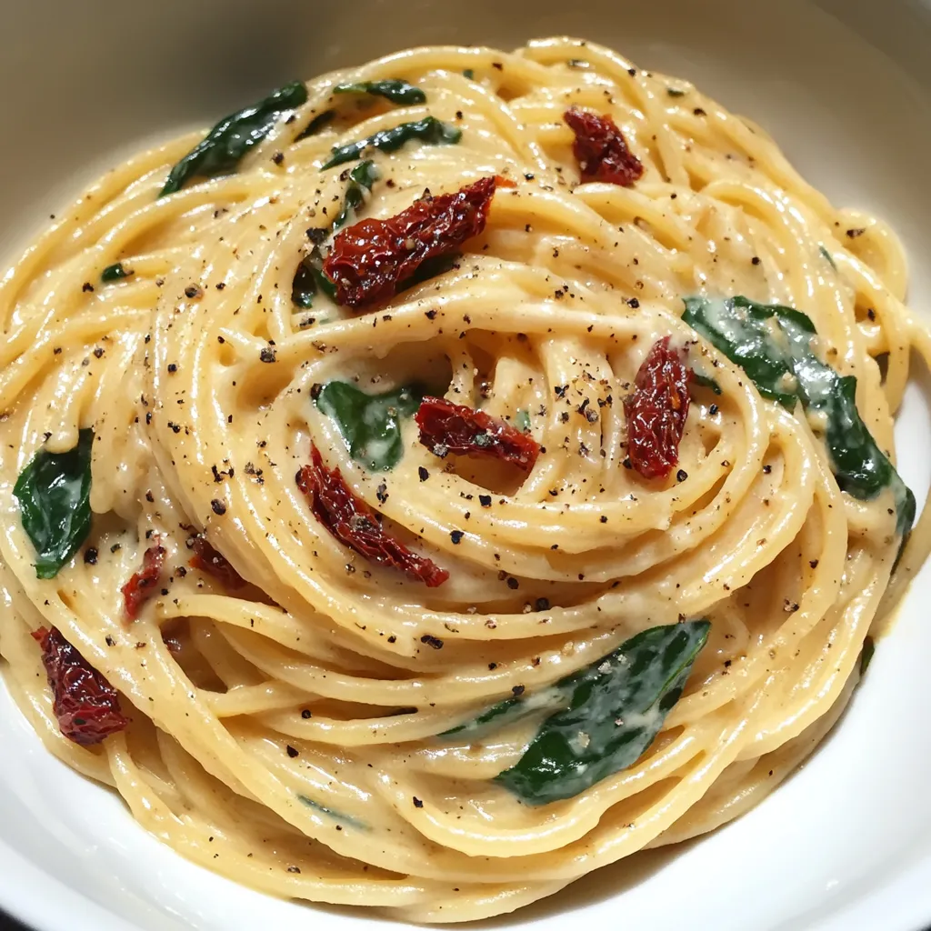 Pasta with Creamy Spinach and Tomatoes