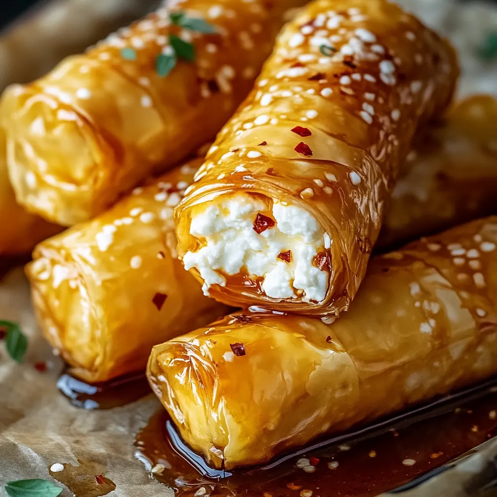 Golden Baked Feta Rolls with Sweet Honey