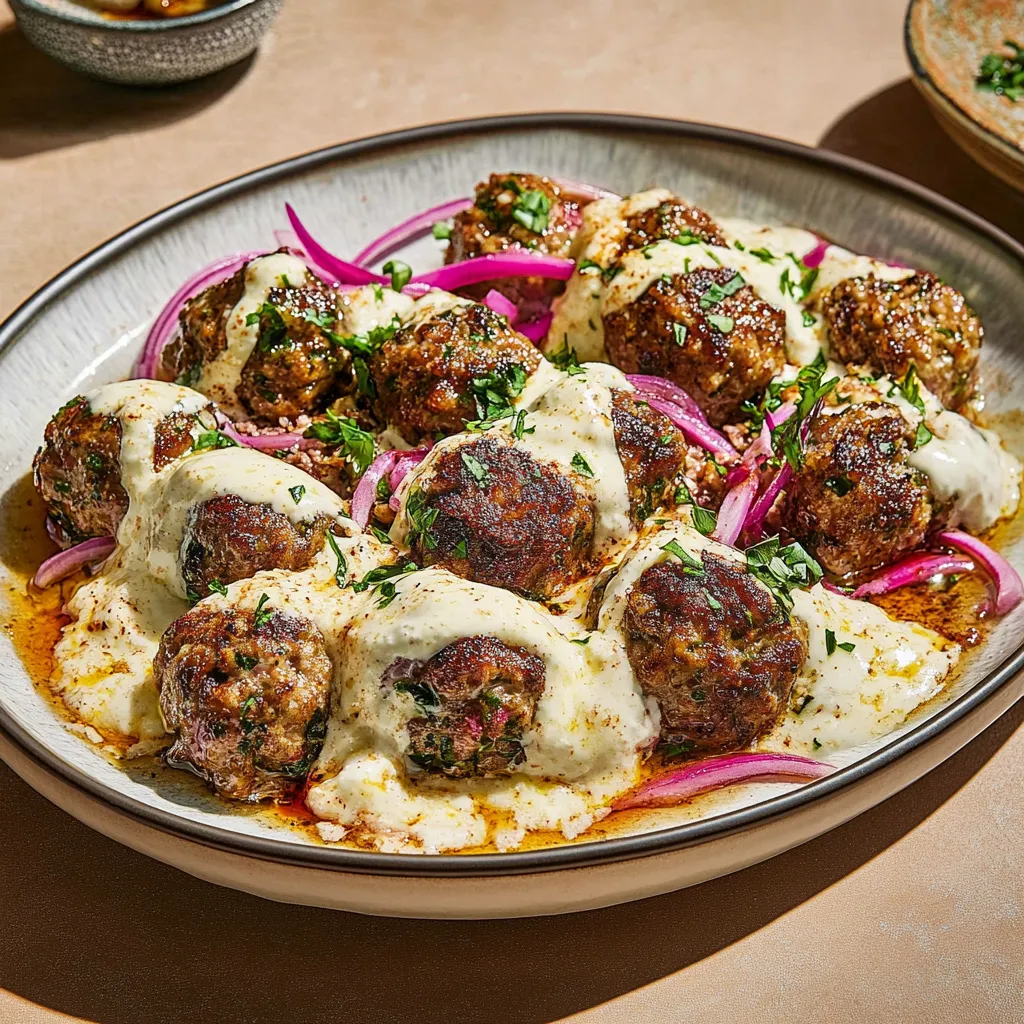 Spiced Turkish Meatballs with Creamy Yogurt