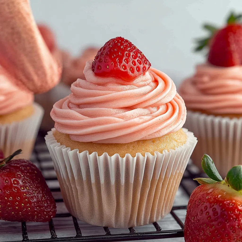 Fluffy Strawberry Cupcakes
