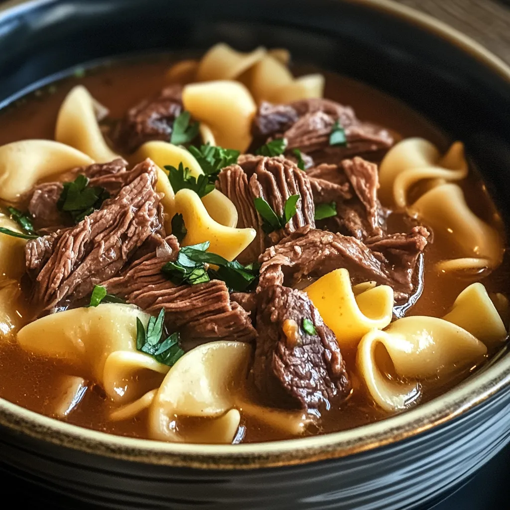 Hearty Crockpot Beef and Noodles
