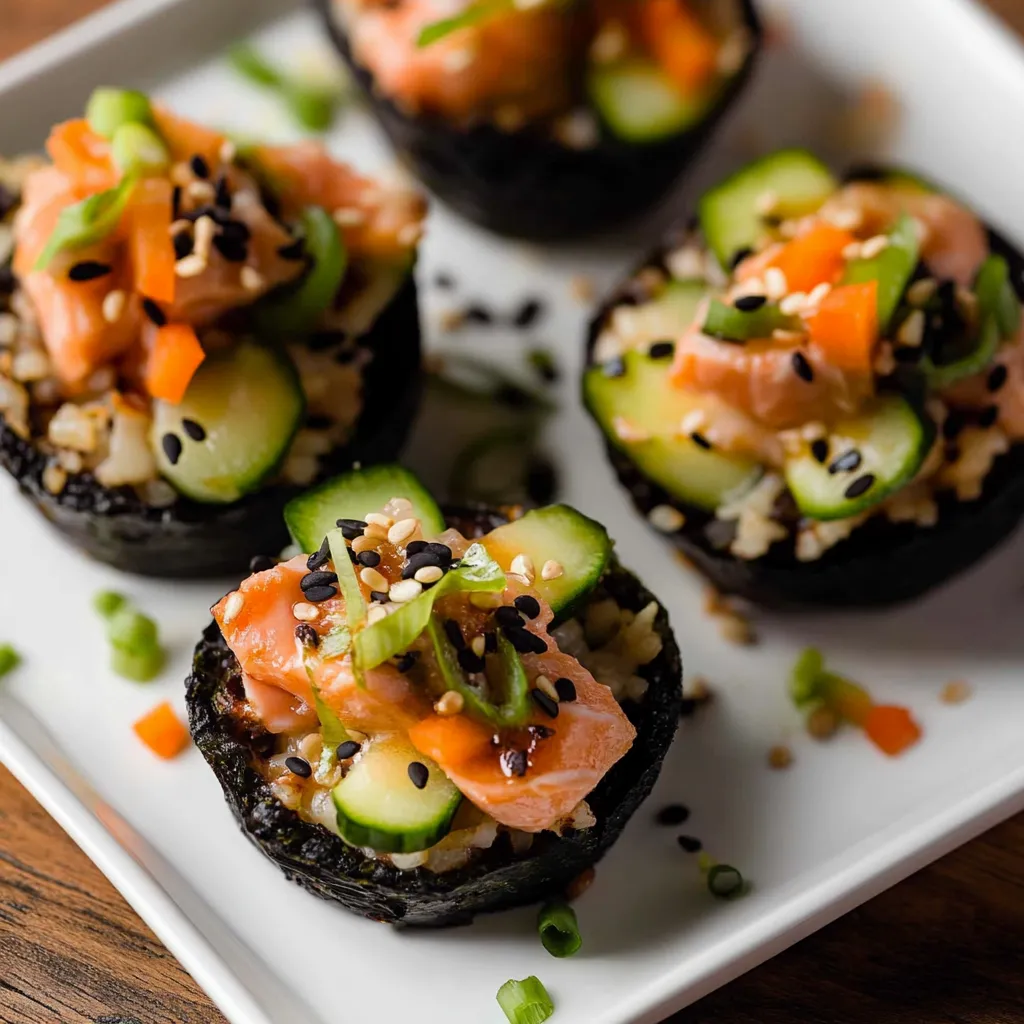 Spicy Salmon Sushi Cups