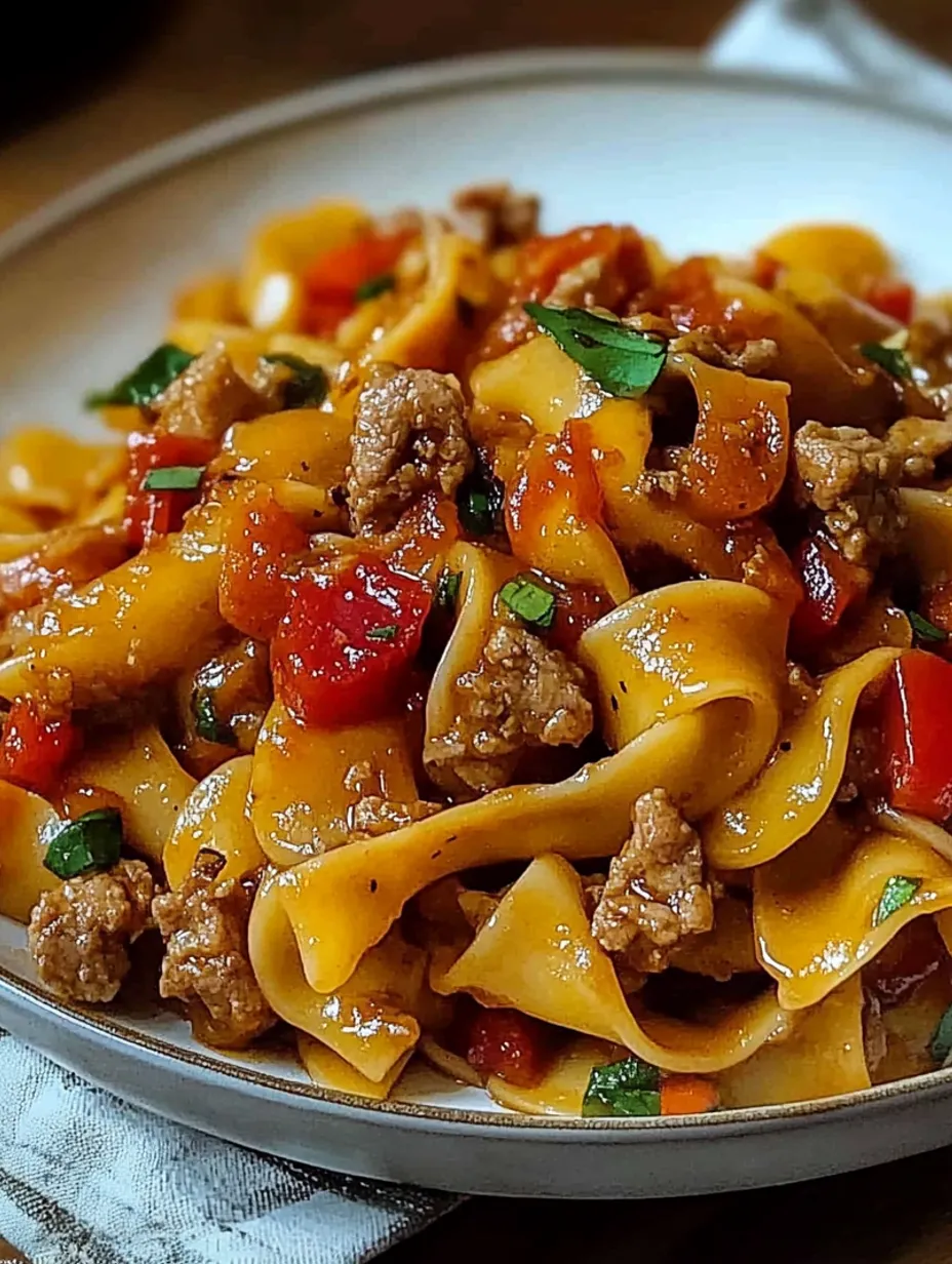 Italian Drunken Noodles with Sausage & Peppers