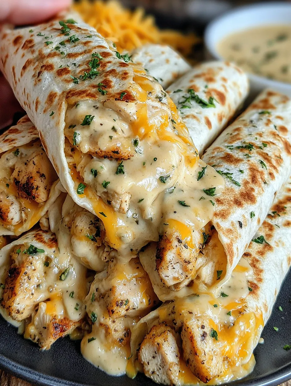 A plate of cheesy chicken garlic wraps.