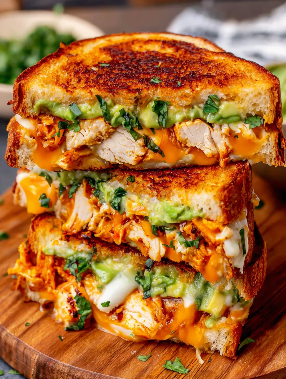 A chicken avocado melt sandwich.