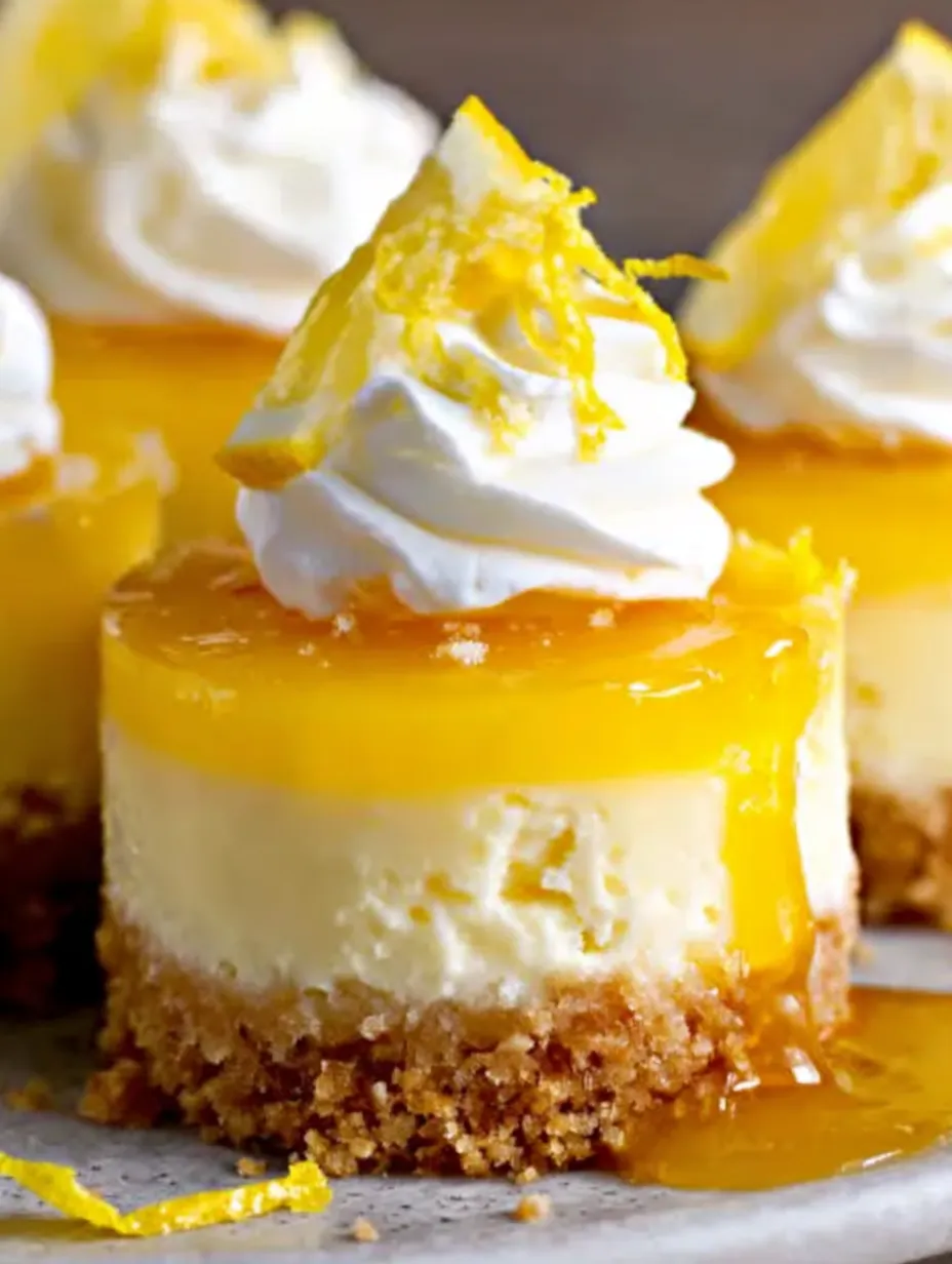A slice of lemon cheesecake with whipped cream on top.