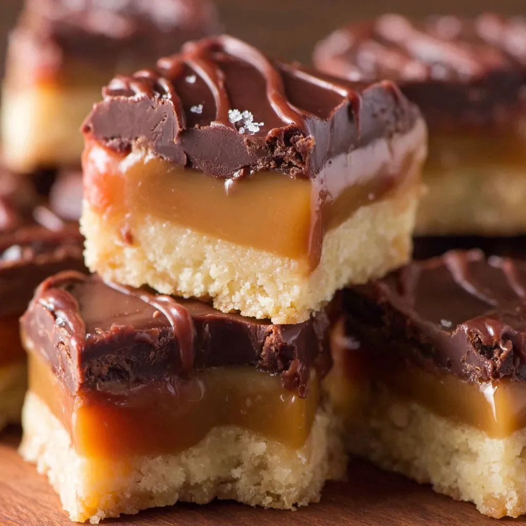 A close up of a Twix cookie bar.
