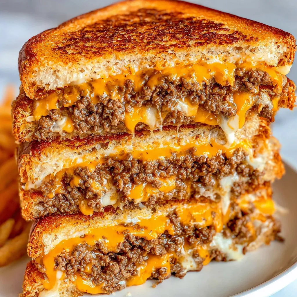 A stack of three grilled cheese sandwiches.