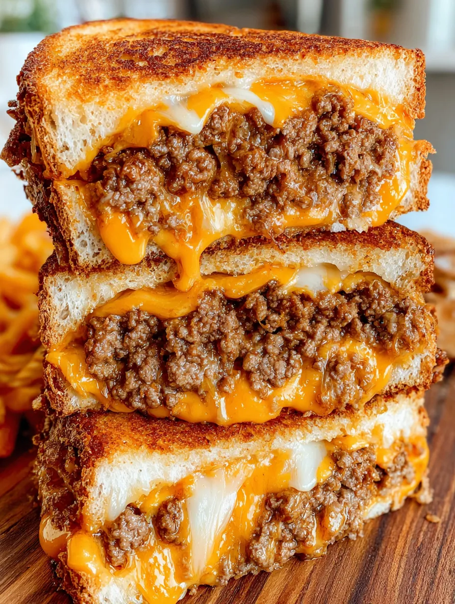 A stack of three grilled cheese sandwiches.