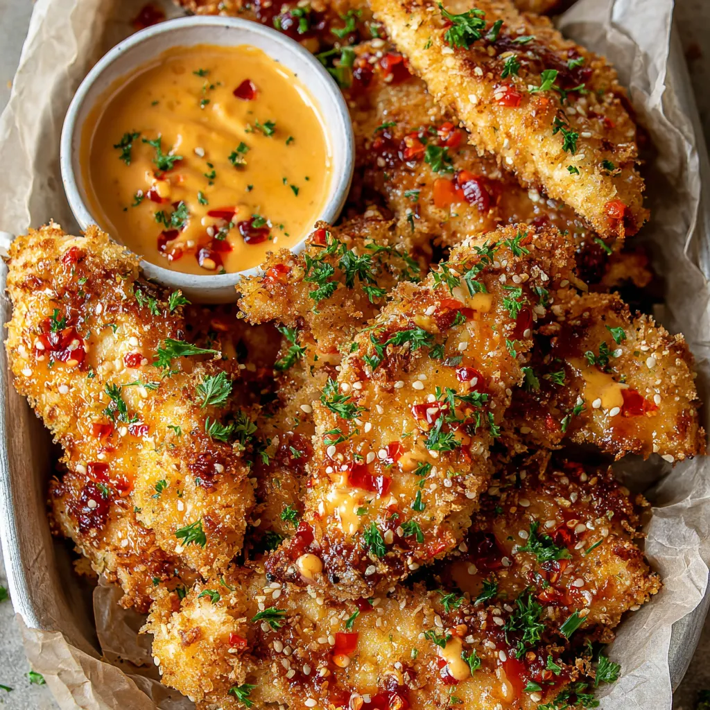 A bowl of bang bang chicken with a dipping sauce.