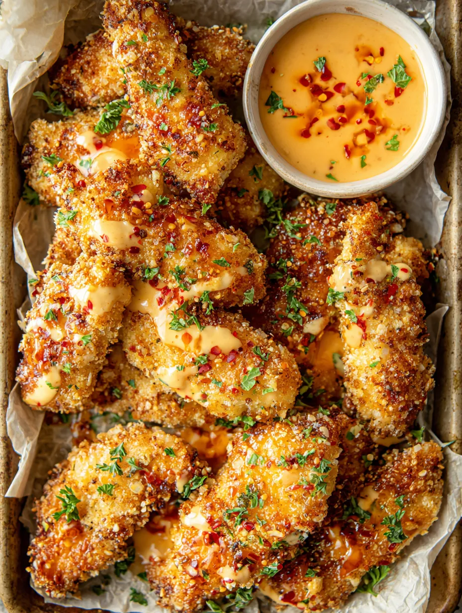 A tray of bang bang chicken with sauce.