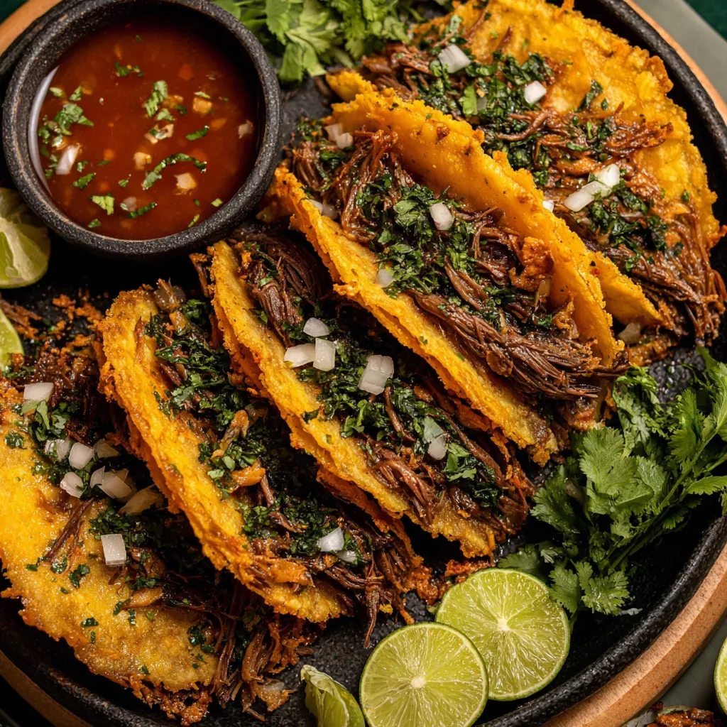 A plate of tacos with meat and onions.