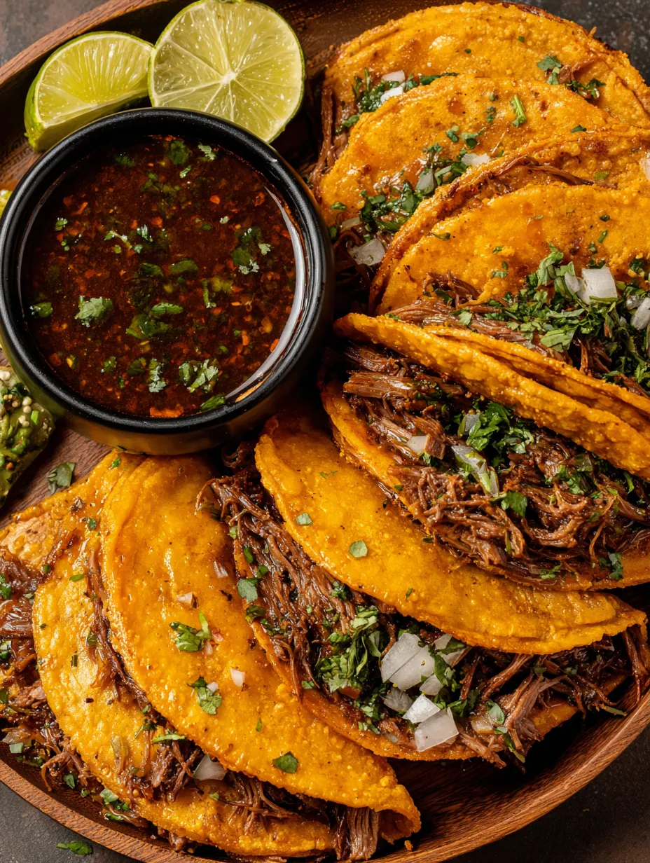 A bowl of sauce and a plate of tacos.