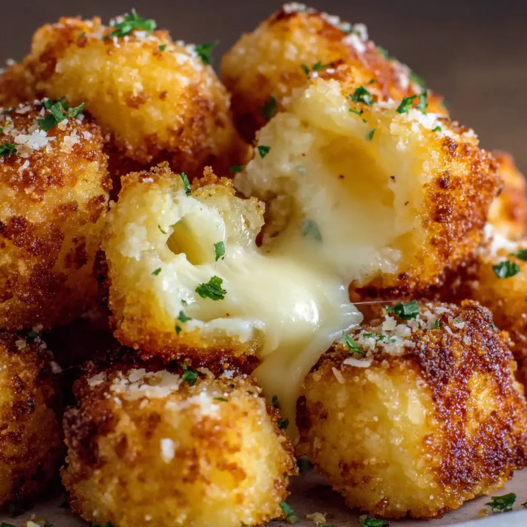 A plate of cheesy mozzarella bites.